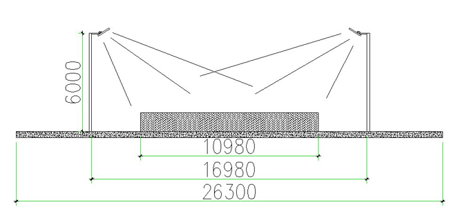 塑膠網(wǎng)球場(chǎng)燈光尺寸圖片